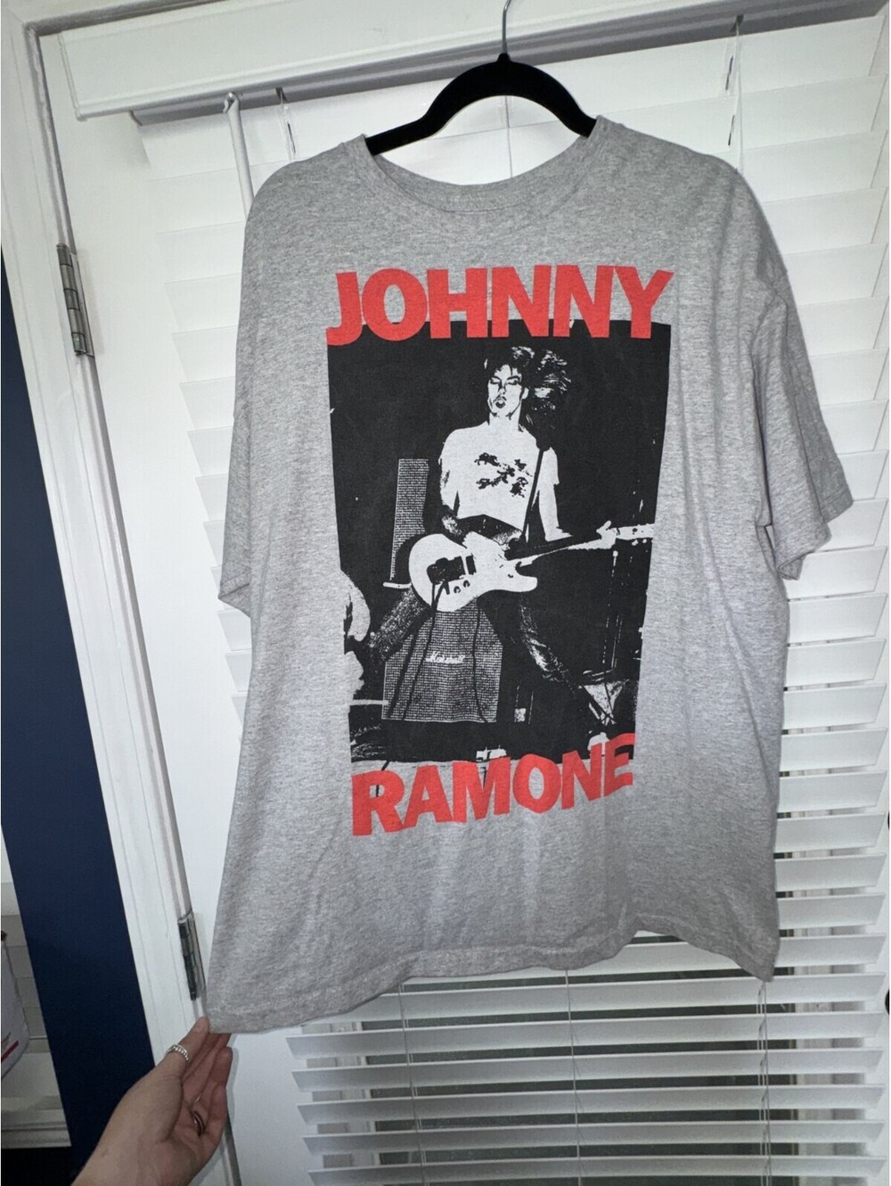 Vintage Ramones Johnny Ramone Graphic T-Shirt - Heather Grey (Size XL)